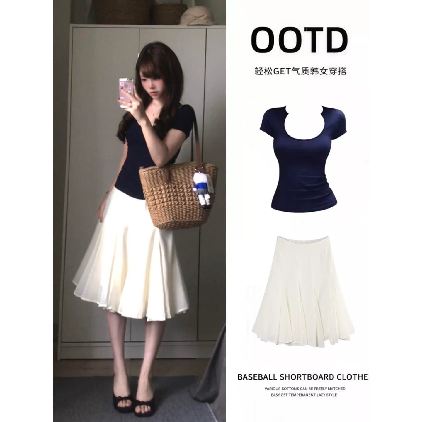 Beige Skirt for Women Summer Korean Style OOTD Full Outfit Unique Beautiful Stunning Pear-Shaped Berkeley Skirt
