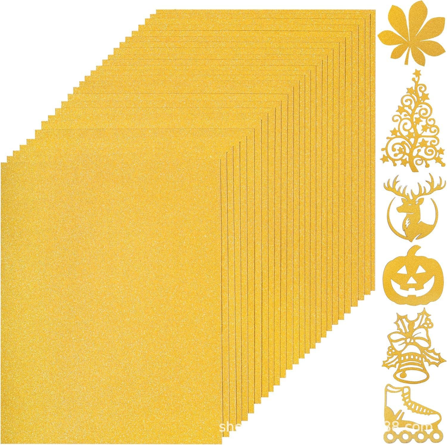 Gold glitter coarse A4 cardstock, glitter paper for craft DIY projects, card making, birthday and wedding decorations