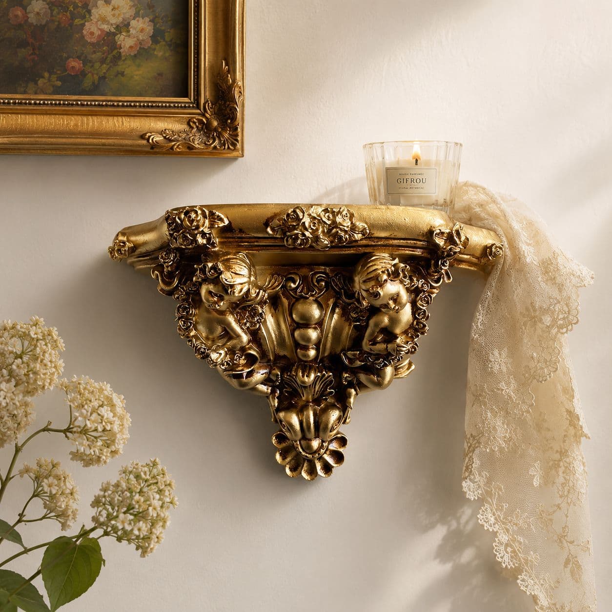 Retro European relief wall hanging angel home B&B wall decoration resin carved wall hanging photo wall