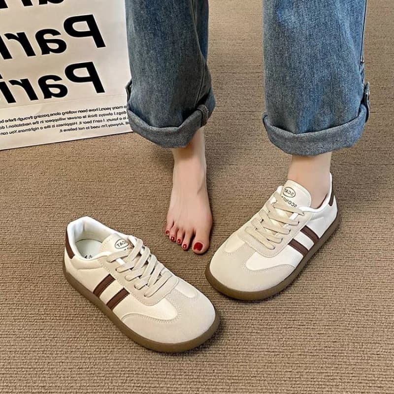 Ugly Cute German Training Sneakers for Women, Chunky Head Autumn New Style, Chic Korean Version Versatile Student Sports Agin White Shoes