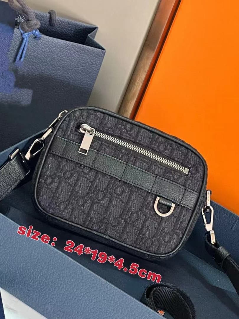 New Men's Canvas Jacquard Camera Bag, European and American Fashion Business Messenger Bag, Single Shoulder Versatile Crossbody Bag, Courier Bag