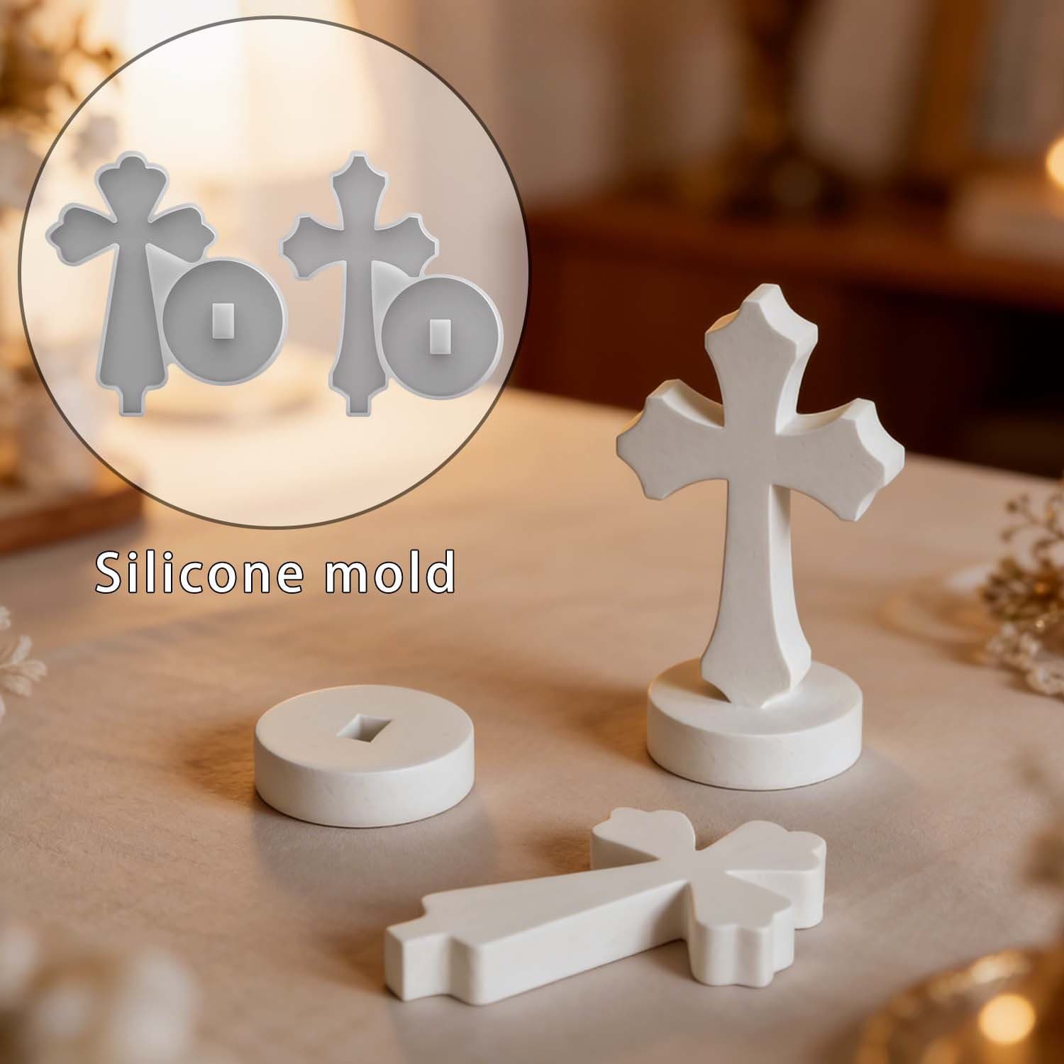 DIY Easter Cross Ornament Silicone Mold Simulated Church Decoration Plaster Mold