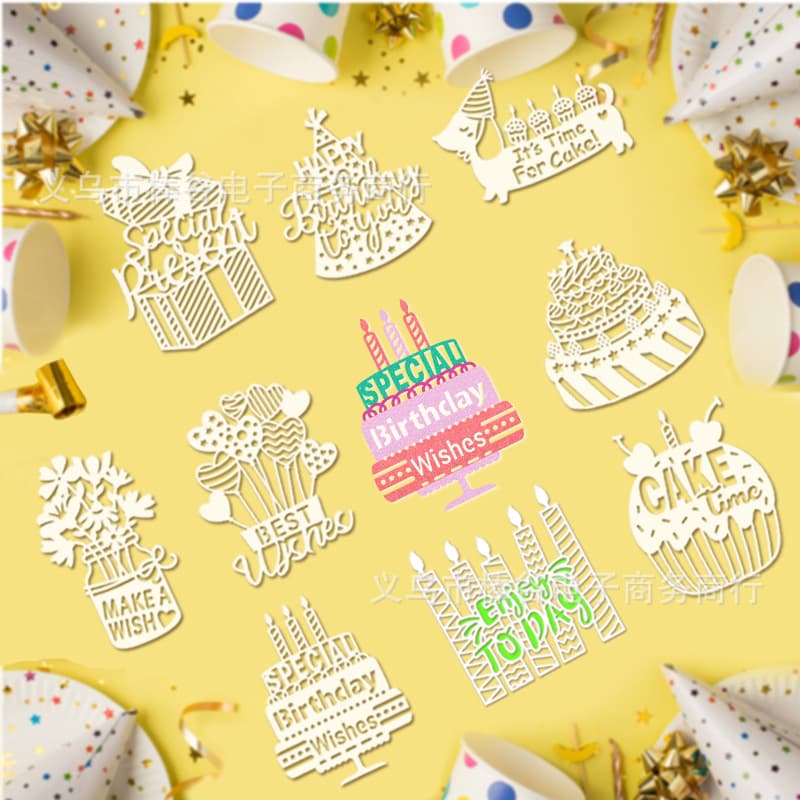 Cross-Border Birthday Painting Template Birthday Hat Cut Out Hanging Photo Album DIY Painting Auxiliary Props