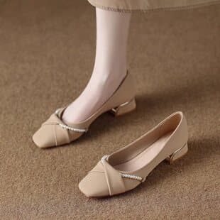 Low Heel Fashionable Ballet Flats Women Spring 2025 Summer Dress Shallow French Evening 3cm Kitten Heels