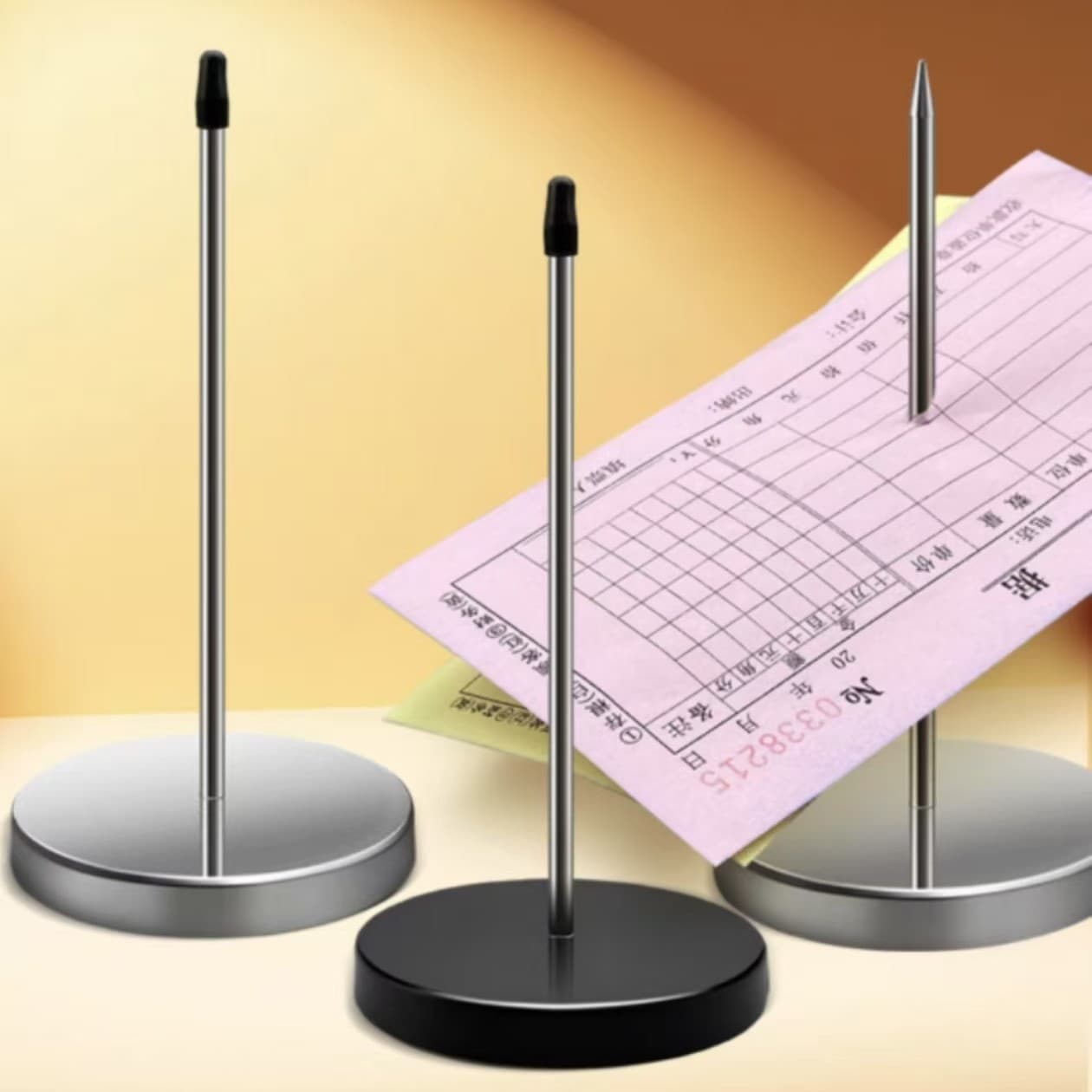 Stainless steel menu inserter, financial document voucher fork, kitchen takeout order clip, cash register order inserter.