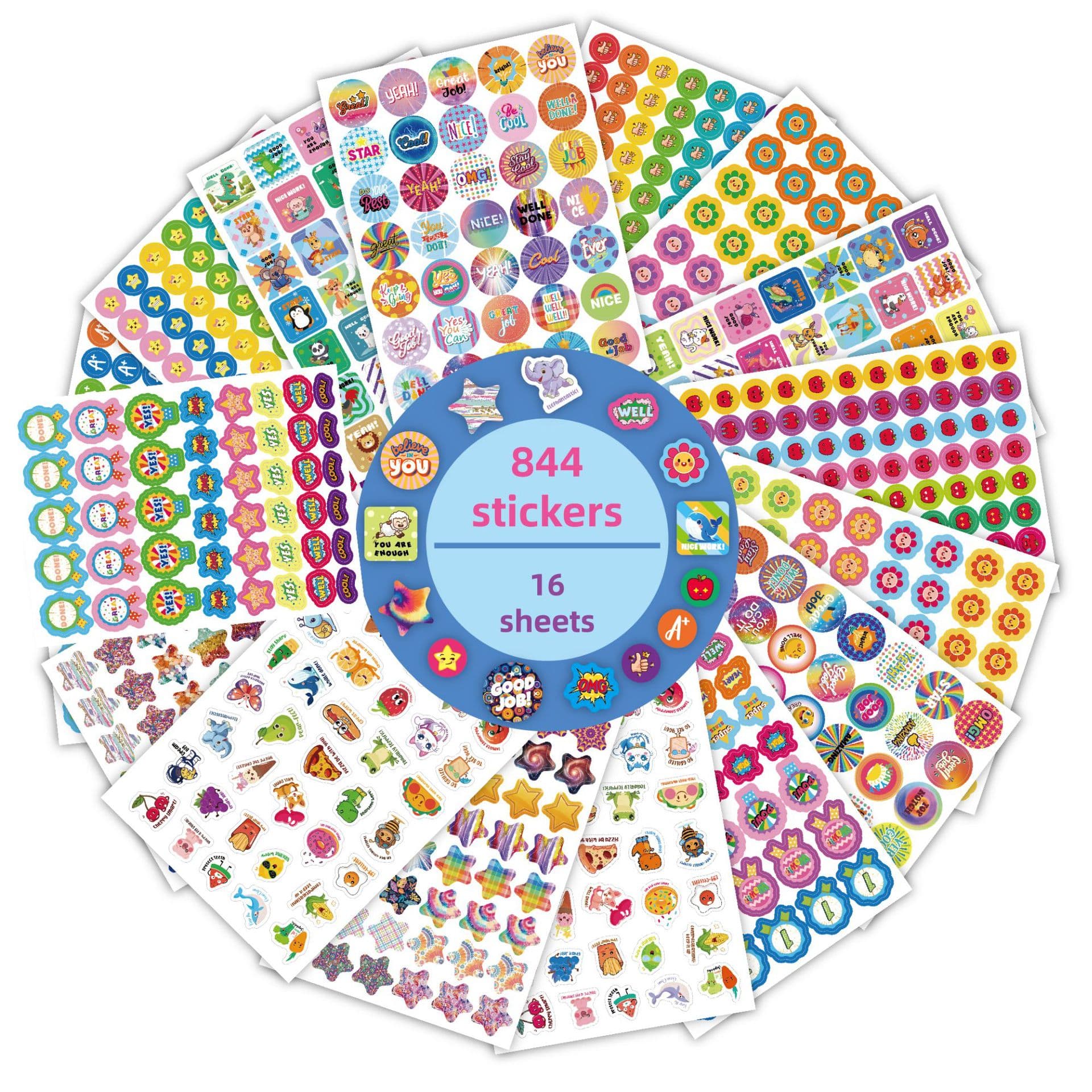 Cross-border Encouragement Stickers 16 Reward Stickers Incentive Cartoon English Children Teacher Reward Stickers