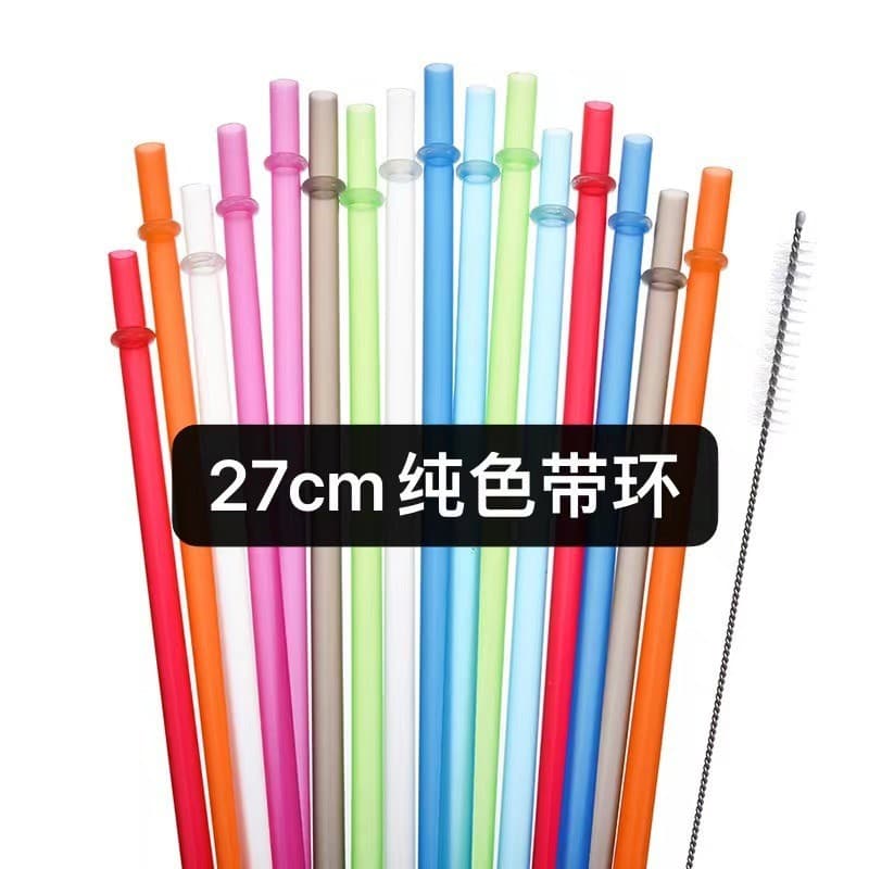 Reusable Hard Straws with Ring, Hot-Selling Cross-Border 12-Pack Colorful Corrugated Hard Straws, Anti-Slip PP Plastic Straws