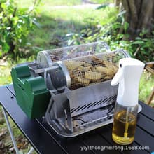 Outdoor stainless steel electric rotating BBQ grill, multi-functional mesh drum grill.