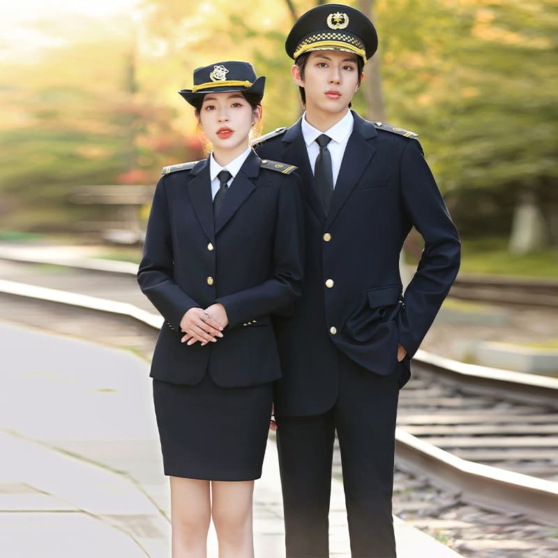 Unisex Professional Suit Set High-Speed Rail Security Flight Attendant Security Work Uniform Railway School Uniform
