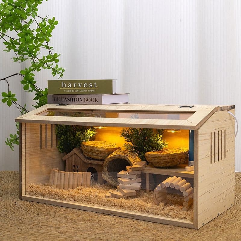 Solid Wood Quail Breeding Box, Hamster and Syrian Hamster House, Pet Cage Brooding and Constant Temperature Chicken Coop