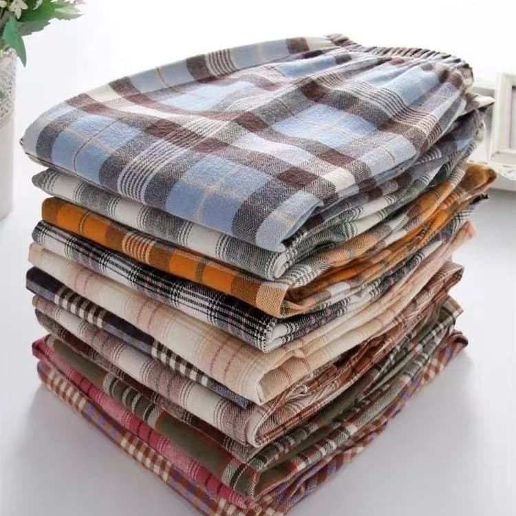 Men's Pure Cotton Sleep Pants Thin Long Casual Home Wear Autumn Spring Large Size Double Pocket Comfortable Soft Fabric