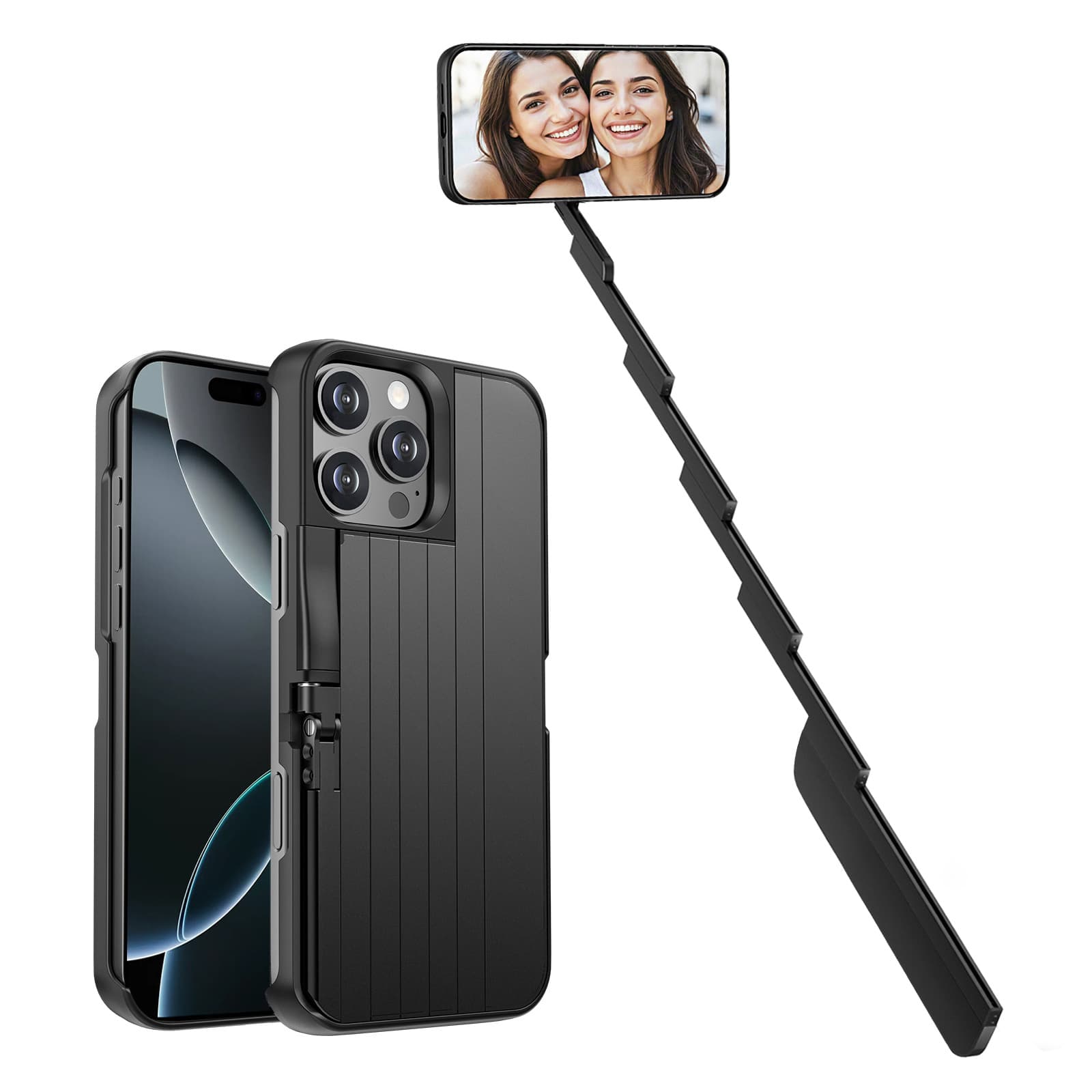 New 3-in-1 Aluminum Alloy Phone Case Selfie Stick Bluetooth Selfie Stick Outdoor Photography Selfie