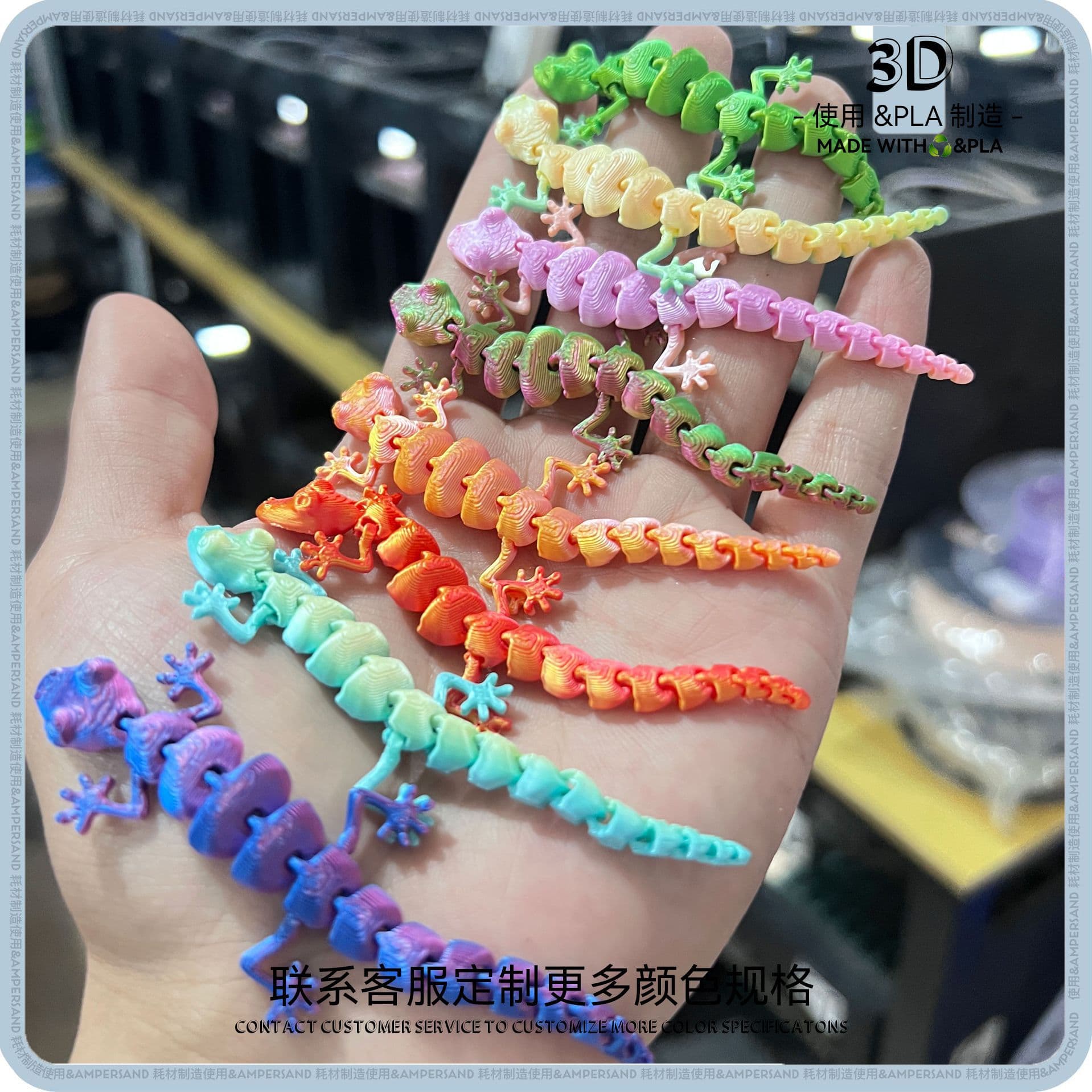 Cross-border Hot-selling 3D Printed Mini Gecko, Multi-color Simulation Animal Lizard with Movable Joints for Cat Toys and Accessories