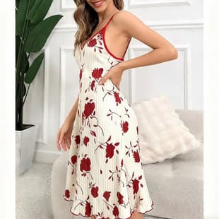 Printed Sleep Dress Camisole Sleep Dress Short Design Sweet Sexy Camisole Casual Sleep Dress Printed Pajamas