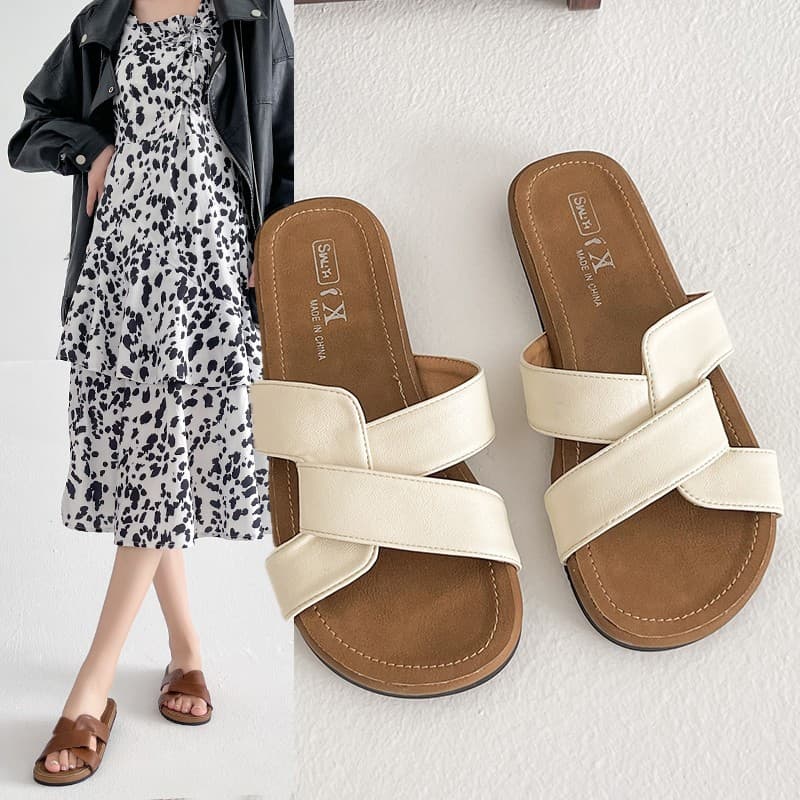 New Wasteland Style Summer Soft-Sole One-Strap Sandals for Women, Fashionable Korean Trendy Flat Beach Shoes