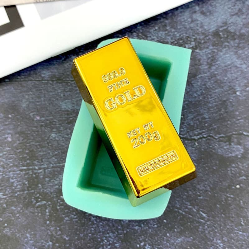 999.9 gold brick shape silicone mold fondant mousse chocolate handmade soap candle gold bar model glue DIY