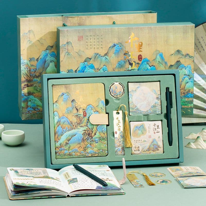 Chinese Style Notebook Gift Set Premium Gold Foil Trendy Notebook Stationery Set for Students New Chinese Style Gift