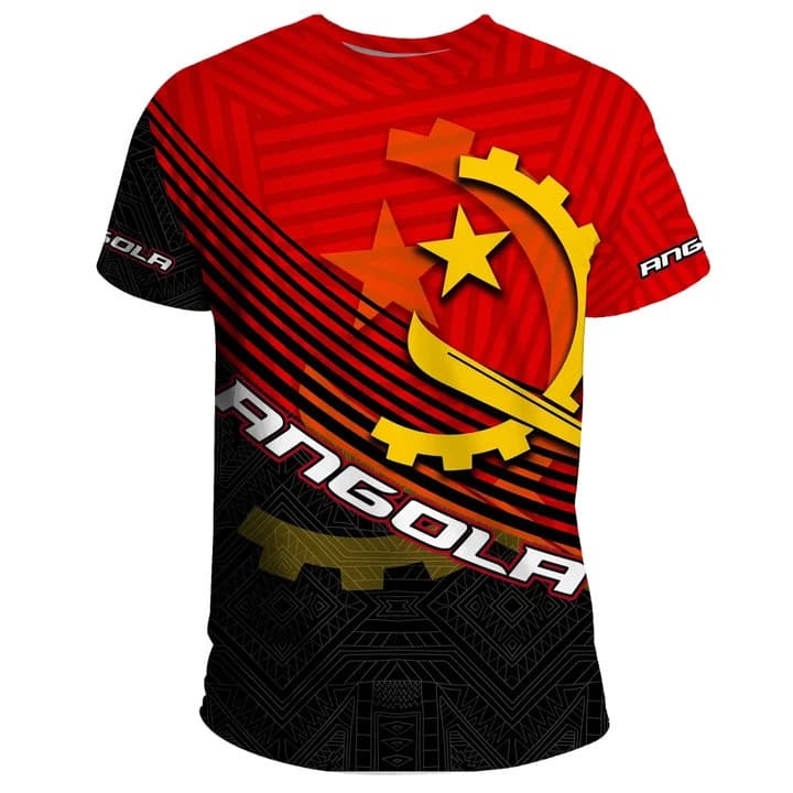 Angola Flag Map 3D Printed T-Shirt Men's Clothing National Emblem Sports Jersey Dashiki Festival Gift