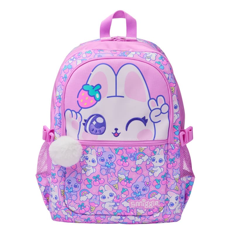 Australian Smiggle Backpack for Elementary School Students, Pink Strawberry Rabbit Cartoon Design, Kids Girls Lunch Bag, Back-to-School Gift