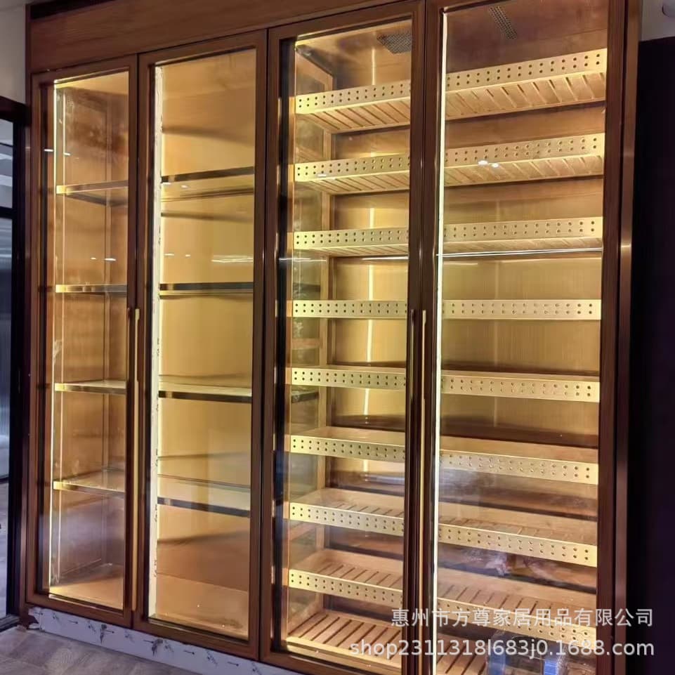 Customized cigar cabinet, cedar wood cigar and tea refrigeration, portable cigar room, temperature and humidity controlled stainless steel wine cabinet