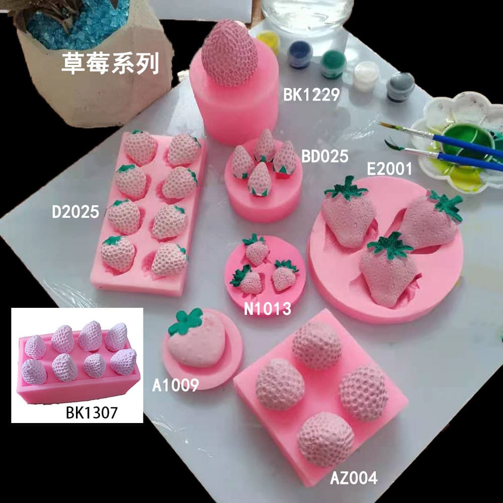 AZ004 Silicone Strawberry Gummy 3D Liquid Silicone Mold Cake Decoration Mold Candy Chocolate Mold