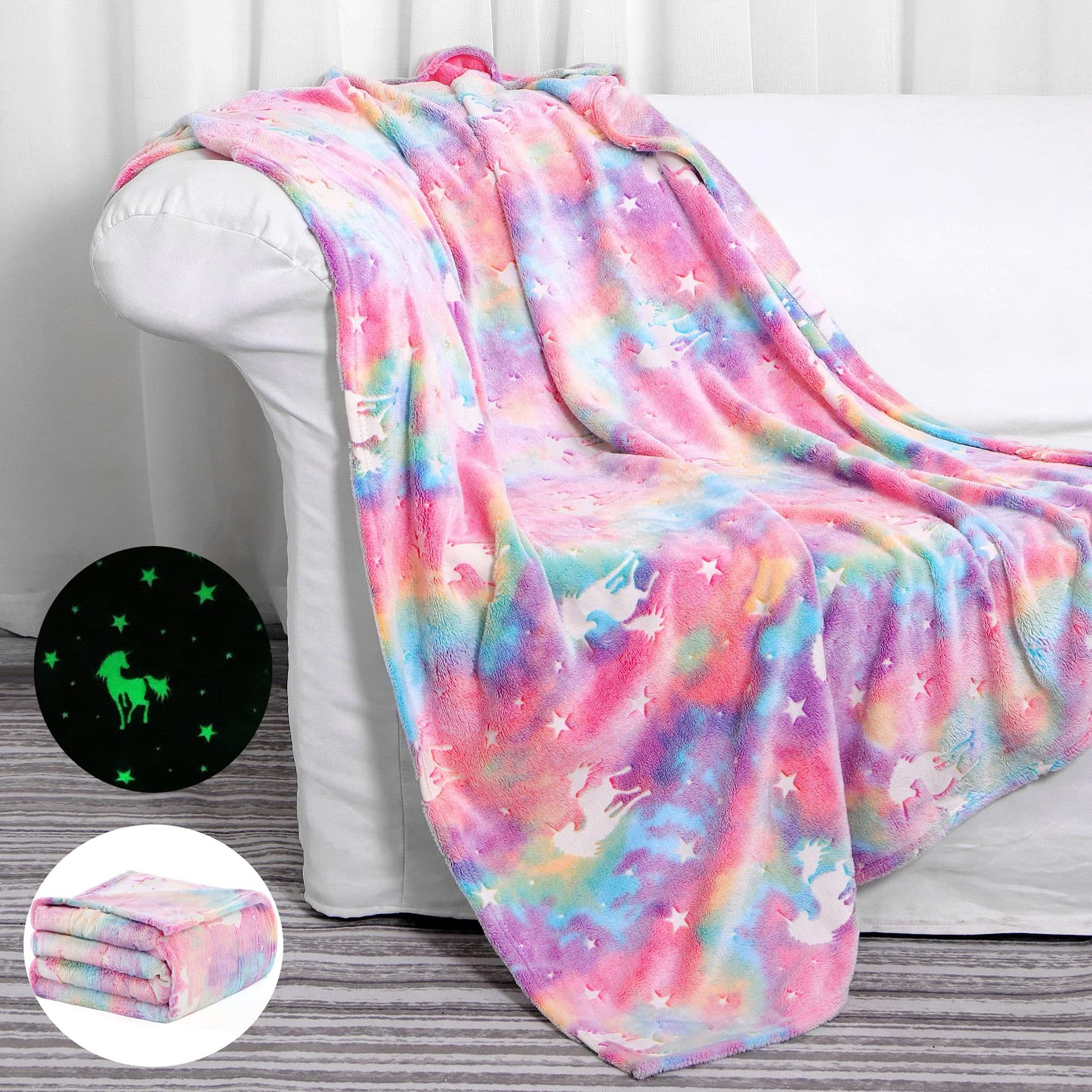Cross-border Flannel Blanket Children's Glow-in-the-Dark Blanket Nap Air Conditioning Blanket Coral Fleece Sofa Throw Blanket Fluorescent Blanket Wholesale