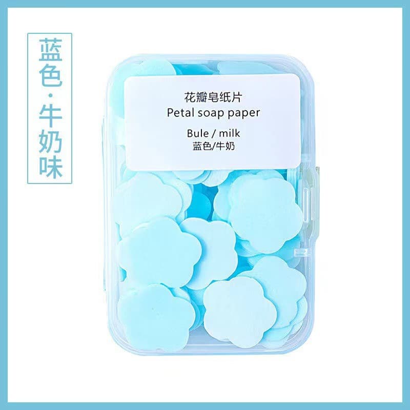 Portable Hand Soap Sheets for Students and Kids, Disposable Travel Mini Petal Soap Sheets in Box