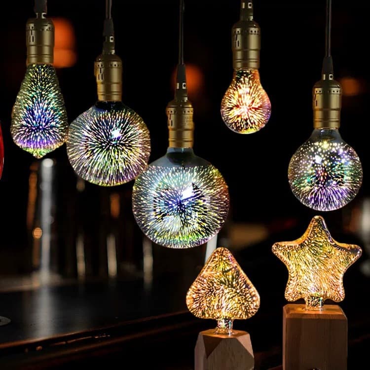 Diamond 3D Bulb Edison LED Stereo Color Fireworks Bulb ST64 Color Fireworks Bulb
