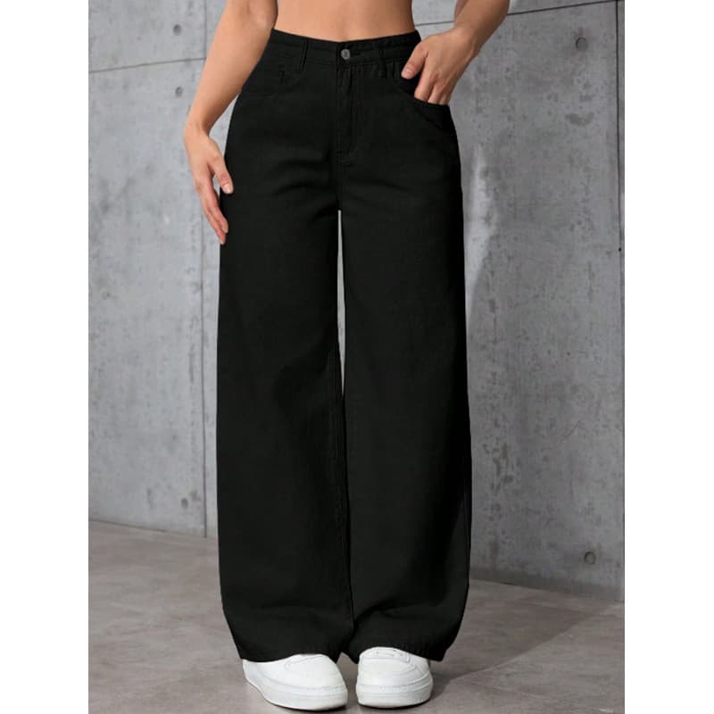 Best-selling European and American cross-border black classic versatile washed vintage straight-leg loose slimming women's jeans, drop shipping