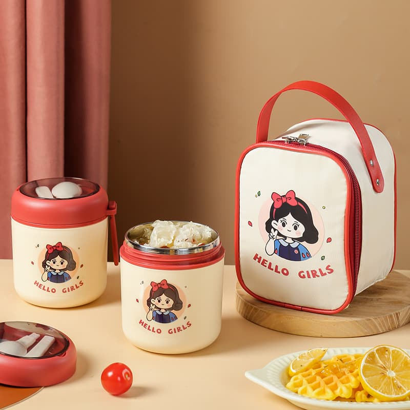Gift-style cartoon insulated lunch tote with aluminum foil lining, thickened student meal carrier, camping food bag