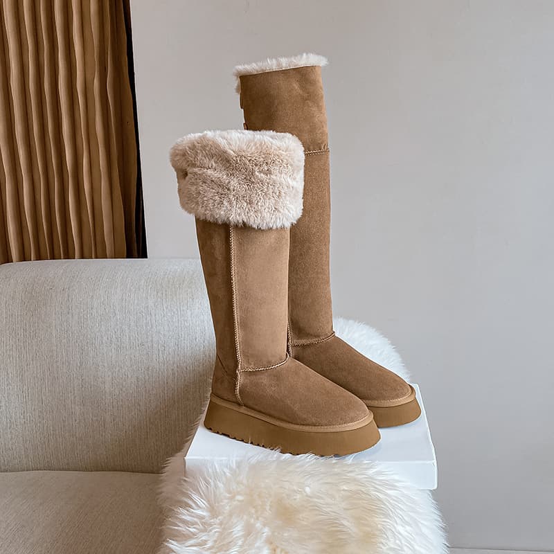 In Stock, Ships Immediately~ Women's Snow Boots 2024 New Style, Fleece-Lined Thick Cotton Shoes, Chunky Sole, 2-in-1 Wear, Over-the-Knee Winter Boots