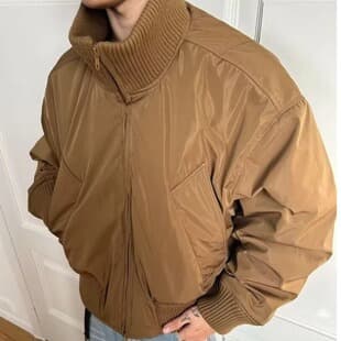 American Style Men's Winter Oversized Flight Jacket Cotton Padded Coat High-End Rugged Short Stand Collar Cotton Jacket