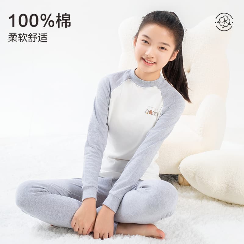 Middle School Girl Thermal Underwear Set for Teens Cotton Long Johns Sleepwear