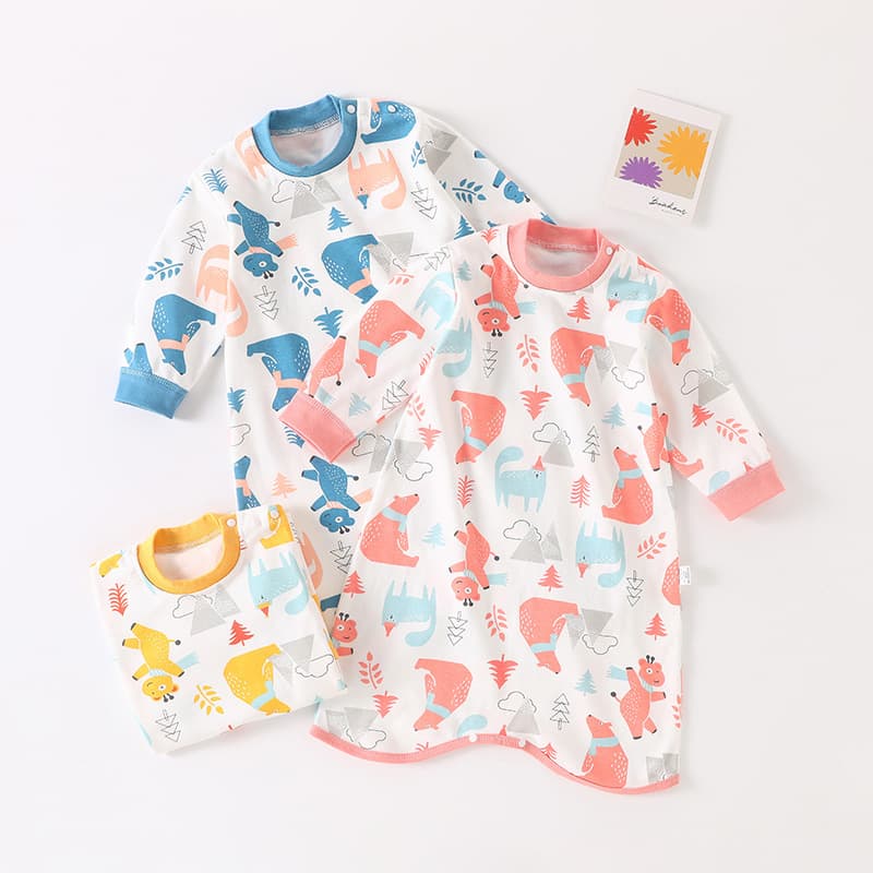 Baby Anti-Kick Sleepwear Unisex Kids Pajamas Cotton Long Sleeve Spring Autumn Winter Infant Sleep Dress Homewear Robe