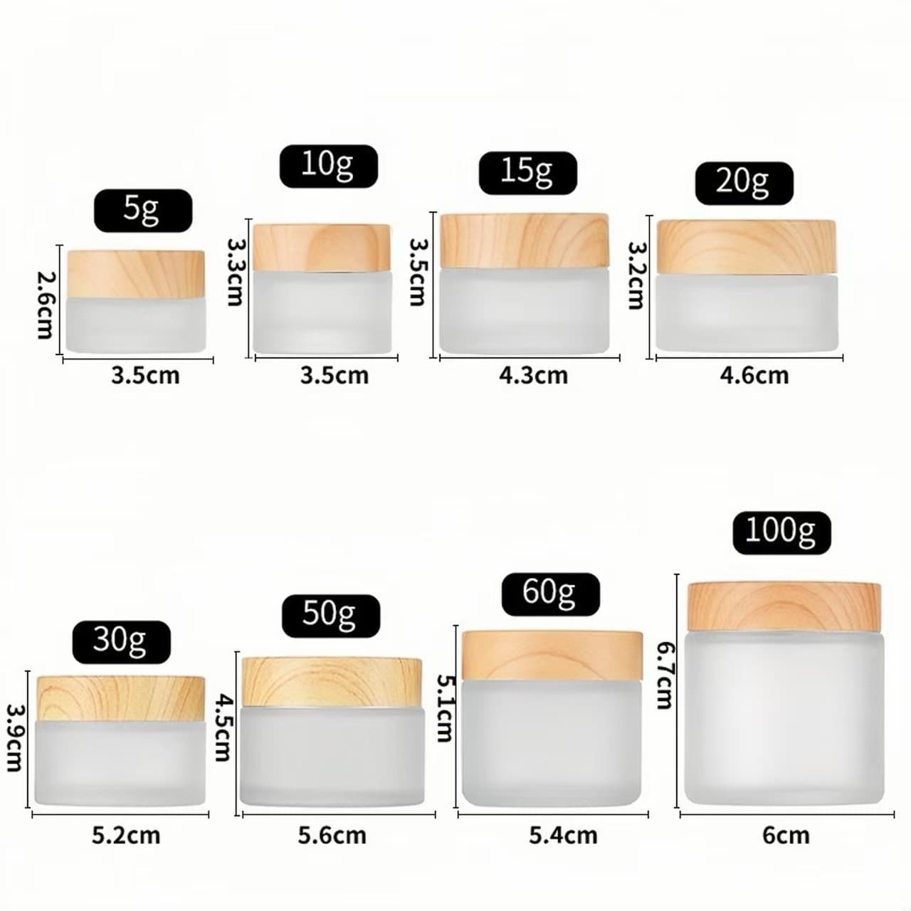 Wholesale Frosted Cream Jar 30g Glass Transparent Face Cream Travel Jar Cosmetic Packaging Pot 50g Eye Cream Glass Bottle