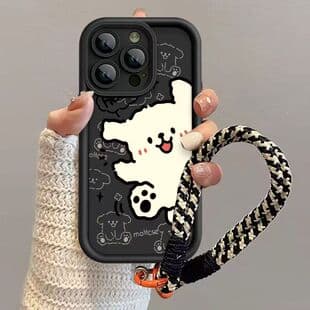 For Samsung A15/A55 Line Dog S24Ultra/S26 Phone Case S22/A05/A06h Wrist Strap
