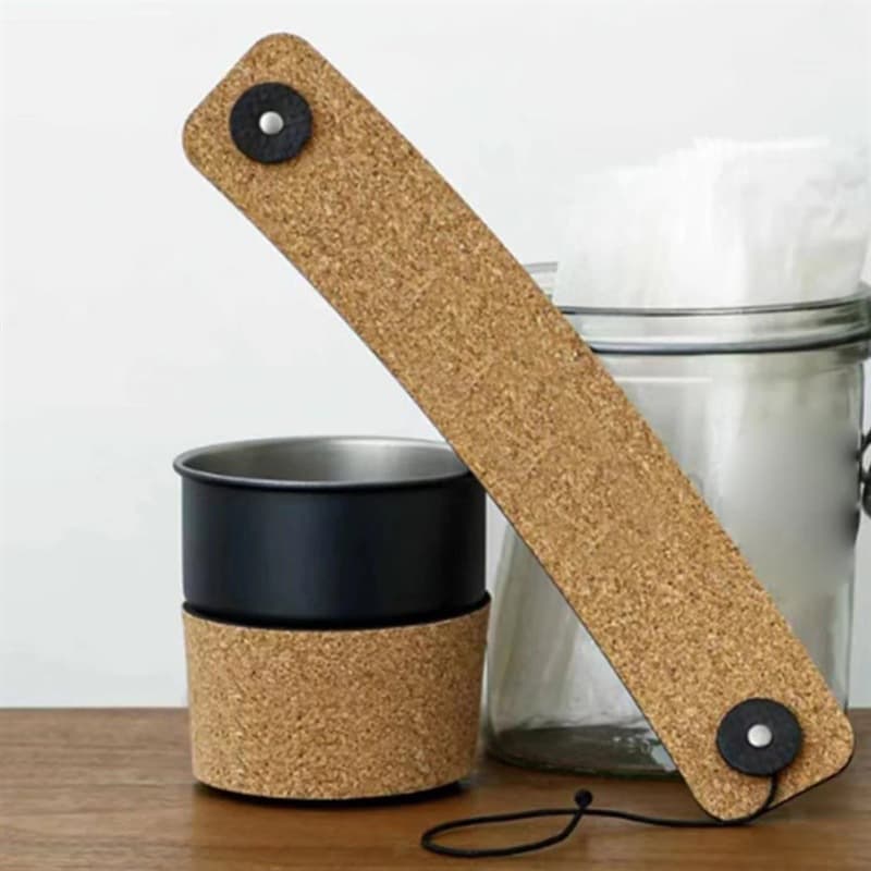 Stainless Steel Stackable Natural Cork Leather Cup Sleeve, Leather Texture Iced Coffee Cup Sleeve, Stainless Steel Cup Leather Cover