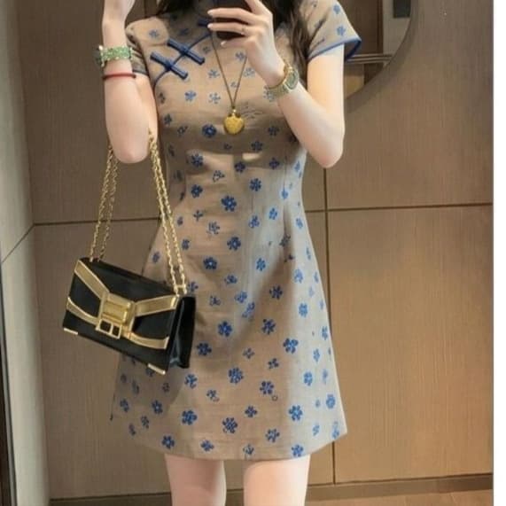 New Chinese Style Young Fashion Exquisite Modified Cheongsam Summer New Zen Style Dress Women New