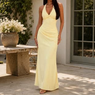 Long Bodycon Sleeveless Lace Deep V-Neck Dress for Daily Wear, Party, Evening
