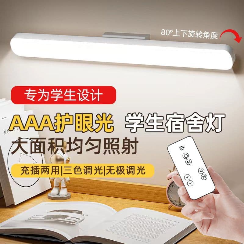 LED Desk Lamp for Student Dormitory, Rechargeable and Plug-in Dual Use, Bedroom Bedside Desk Study, Magnetic Rotatable Cool Lamp