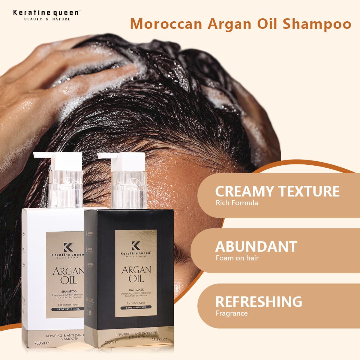 Cross-border Moroccan Argan Oil Shampoo Anti-dandruff Itch Relief Repair Damaged Hair Mask