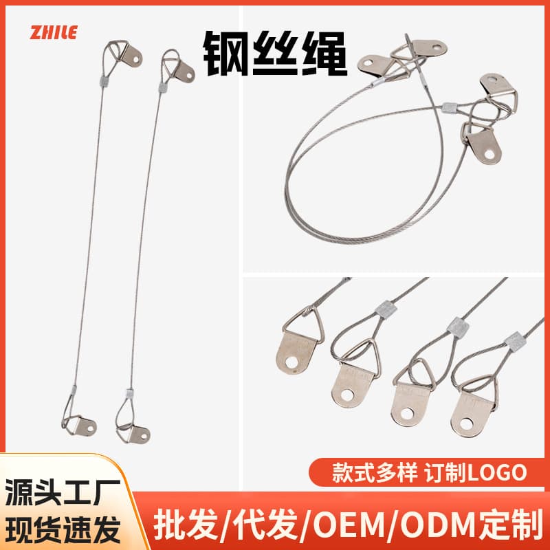 Stainless Steel Hanging Rope with Hooks, Furniture Safety Wire Rope, Hanging Plates for Picture Frames, Office and Panel Light Hanging Ropes