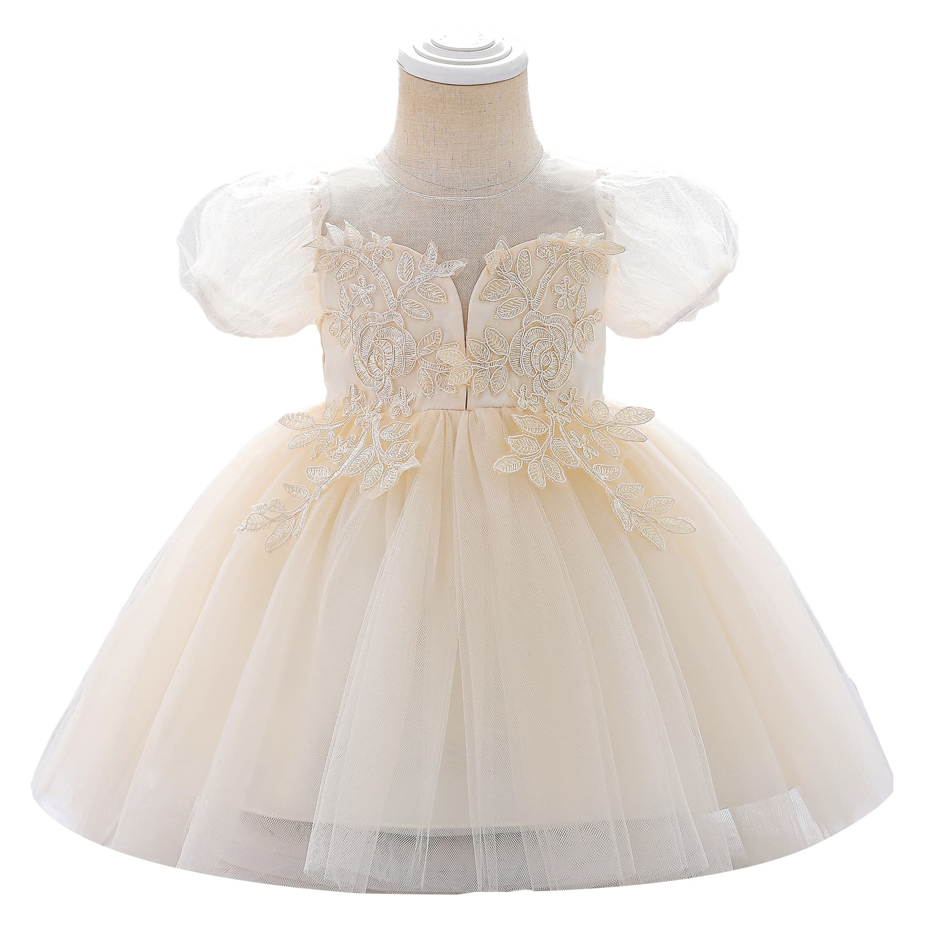 New Cross-Border Baby First Birthday Dress Children's Mesh Piano Performance Dress Girl Princess Gown