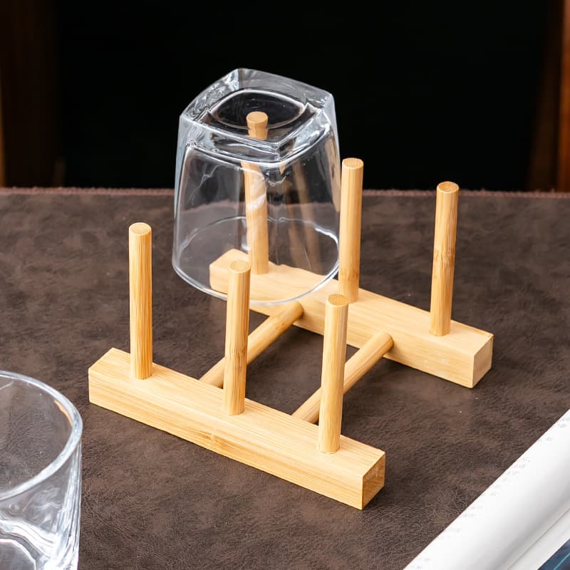 Creative bamboo cup holder, simple storage rack for kitchen water cups, wholesale.