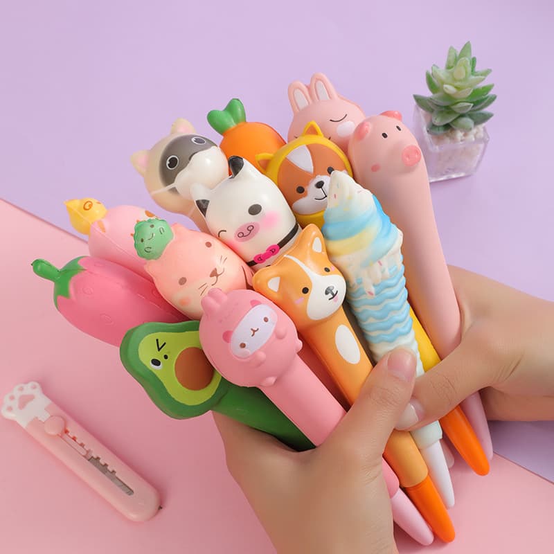 Cute Slow Rising Stress Relief Pen Soft Squishy Student Use Squeezable Pen Creative Neutral Office Cultural Stationery