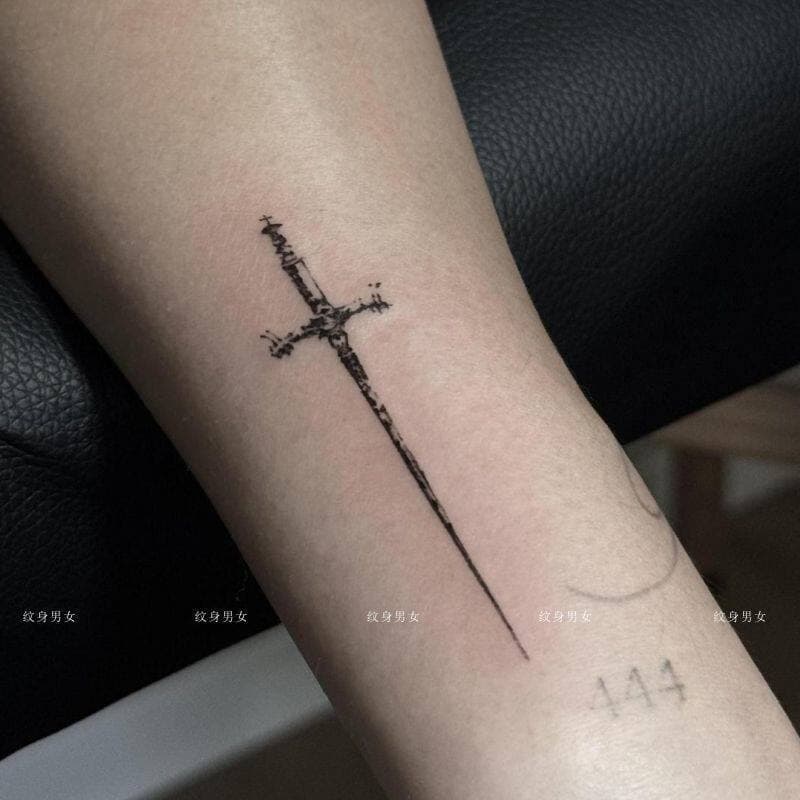 Niche Design Blade Juice Tattoo Sticker, Gothic Lettering Dark Style Arm Simulation Herbal Waterproof Tattoo