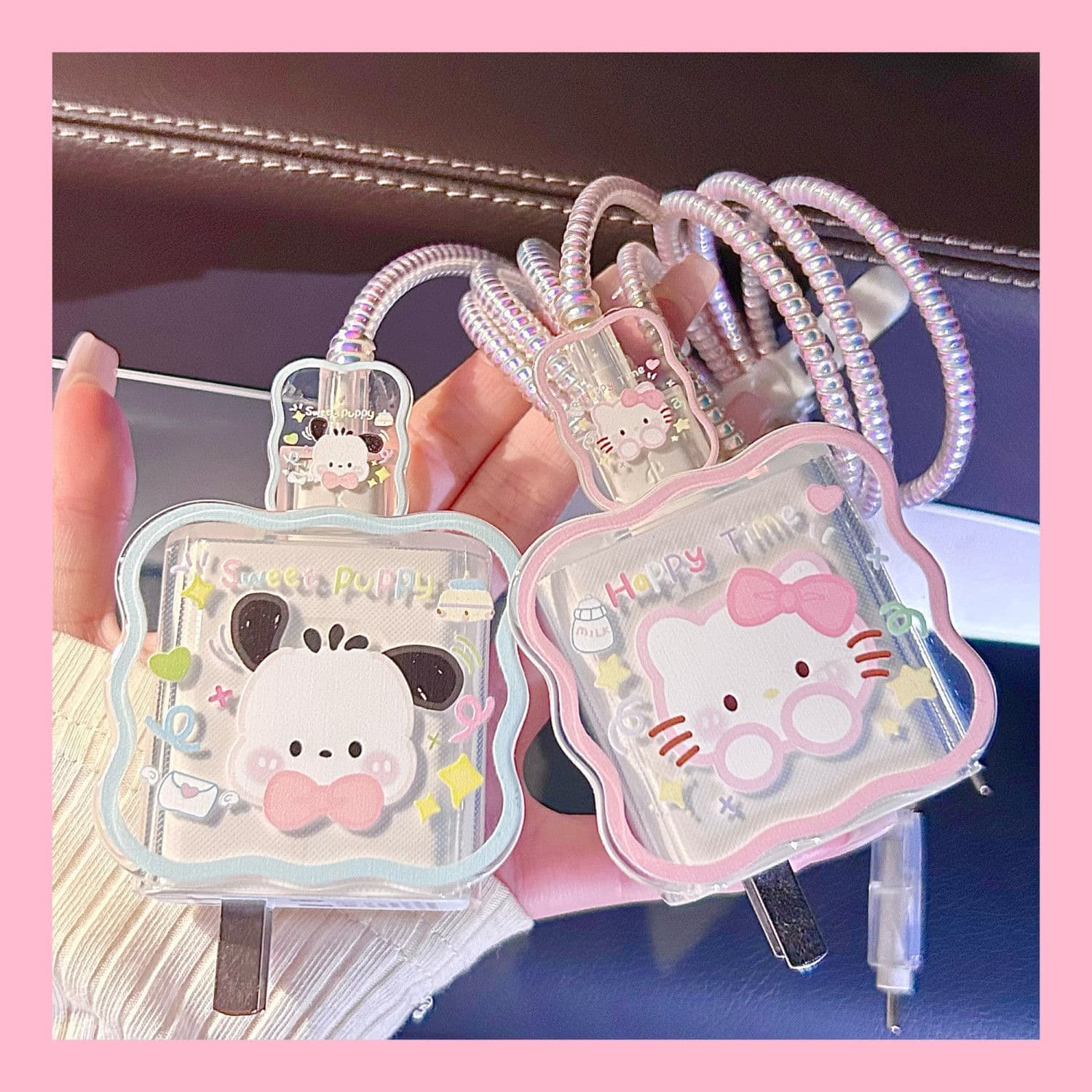 Cute Couple Charger Protective Case for Apple 20W Charger, Prevents Data Cable Breakage