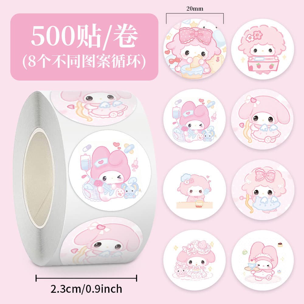 A large collection of 500 stickers per roll, a variety of cute cartoon seal stickers to decorate notebooks and ledgers