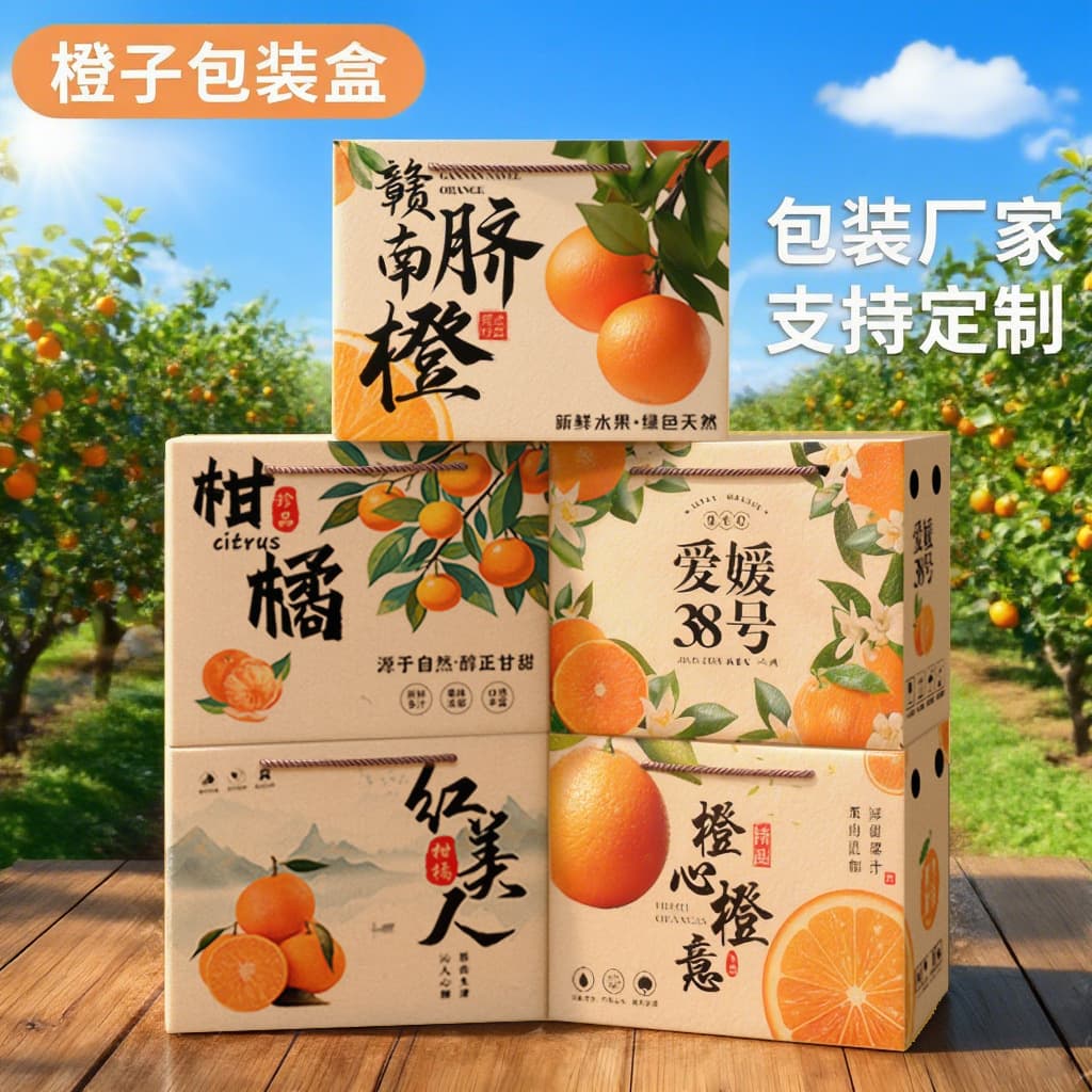 Orange packaging box gift box empty box spot 5-10 catties Gannan navel orange gift box rock candy orange jelly orange packaging box