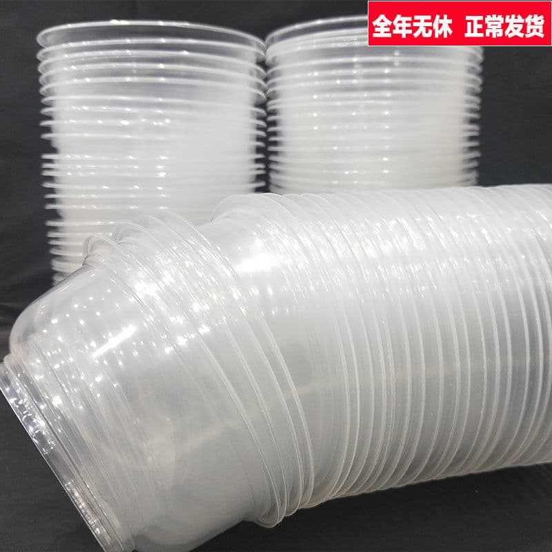 Disposable Bowls and Chopsticks Plastic Bowl Packing Thickened Takeout Fast Food Box with Lid Square Round Soup Bowl Wholesale Cross-Border New